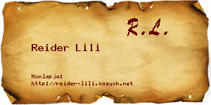 Reider Lili névjegykártya